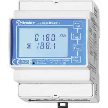 Finder 7E.85.8.400.0212 enfas digital energimätare, 230 V AC, 40 A, DIN-skena, 1 modul, S0-pulsutgång
