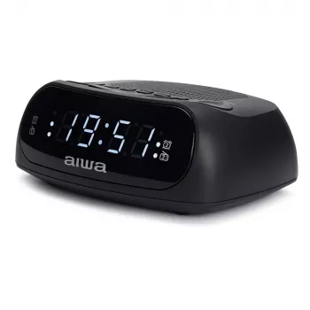 AIWA CR-09J FM-klockradio med dubbellarm, LED-display, svart