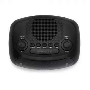 AIWA CR-09J FM-klockradio med dubbellarm, LED-display, svart