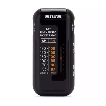 AIWA R-22BK fickradio med hörlurar, FM/AM, svart