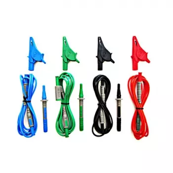 HT Instruments universal testledningsset G3, CAT IV 600V / CAT III 1000V, 10A, 1,5m silikonmätledningar med testspetsar och krokodilklämmor, röd/svart 1006210