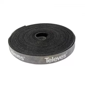 Televes KB 8 kardborrebandsrulle för kabel, 8 mm x 10 m, svart, återanvändbar 200101