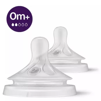 Philips Avent Natural Response napp till babyflaska, långsamt flöde, 0M+, 2-pack, silikon