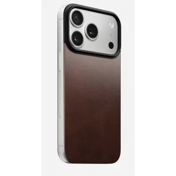 NOMAD Magnetic Leather Back för iPhone 17 Pro MagSafe-kompatibel Horween läder Rustic Brown