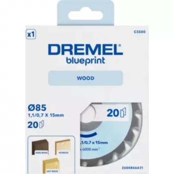 Dremel CS500 träcirkelsågblad 85mm, volframkarbidbelagt, 20 tänder, för DSM20 Compact Saw 2608846431