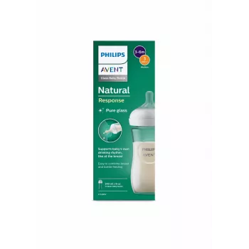 Philips AVENT Natural Response glasbabyflaska 240 ml, medium flow-napp, 1m+