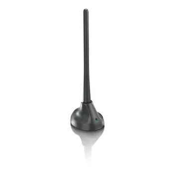 PHILIPS SDV5100/12 inomhus-TV-antenn med 18 dB förstärkning, UHF/VHF/FM, svart