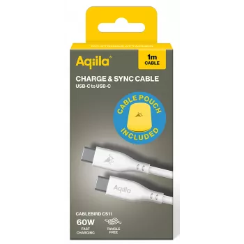 AQIILA Cablebird CS11 USB-C till USB-C ladd- och synkroniseringskabel 1m 60W svart AQCBPBIC1SI812