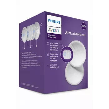 Philips Avent engångs-amningsinlägg (100-pack) | extrasugande, konturerade, individuellt förpackade
