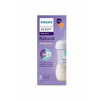 Philips Avent Natural Response anti-kolik nappflaska med AirFree-ventil 260 ml, medelstor napp, 1M+
