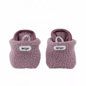 Lodger Slipper Teddy babytofflor, Rose, 6-12 månader, halksäker sula, fleece