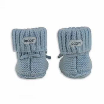Lodger Slipper Merinoull babyskor, Blue Fogg, 6-12 månader