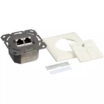 DSIT DC-Wall-In-STP6-I infälld Cat. 6 skärmad dubbel-RJ45-dosa, elfenben