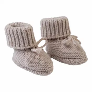 Lodger Slipper Folklore merinoullbabyskor, beige, 0-6 månader