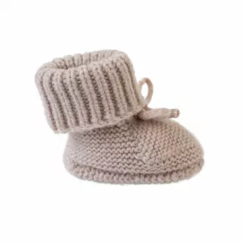 Lodger Slipper Folklore merinoullbabyskor, beige, 0-6 månader