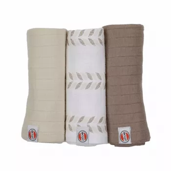 Lodger Swadler Solid Matcha bomullsinlindningsfilt, Birch, 70x70 cm, 3-pack