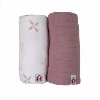 Lodger Swadler Solid Matcha bomullspucklindor, Powder Rose, 110x110 cm, 2-pack