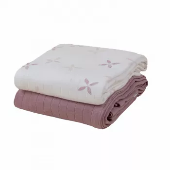 Lodger Swadler Solid Matcha bomullspucklindor, Powder Rose, 110x110 cm, 2-pack