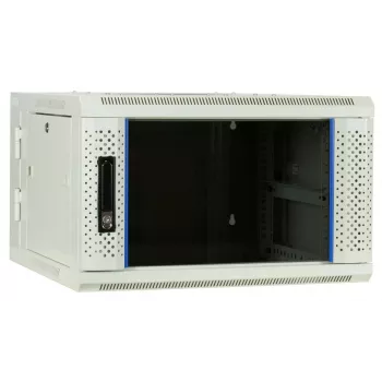 DSIT 6U väggmonterat serverskåp med glasdörr, vit, 600x600x368 mm DS6606W-DOUBLE