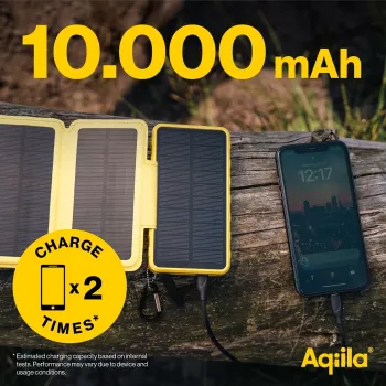 Aqiila Powerbird BS10 solcells-powerbank 10000 mAh svart & orange
