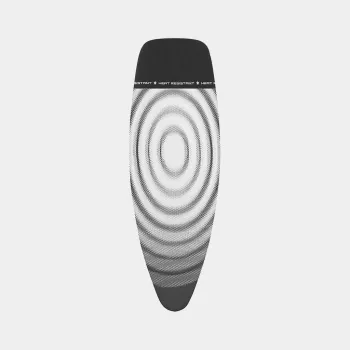Brabantia strykbrädsöverdrag Titan Oval, 135 x 45 cm, storlek D, 8 mm stoppning, bomullsövertyg med skum, metallic grå