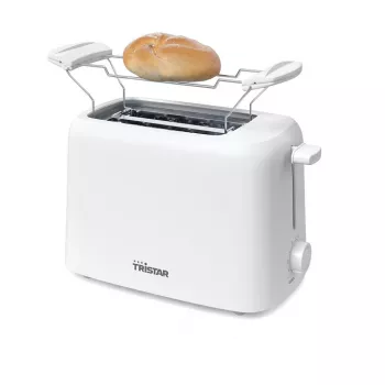 Tristar BR-1061 brödrost med brödrosttillsats, upptiningsfunktion, uppvärmningsfunktion, överhettningsskydd, vit