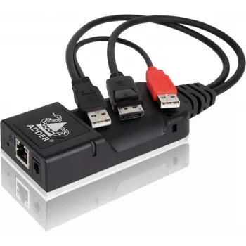 ADDER ALIF101T-DP DisplayPort KVM-förlängare transmitter över Cat5e/6/7 – 2560x1600, USB 2.0, ljud, svart aluminium