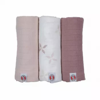 Lodger Swadler Solid Matcha pucklind i bomull, rosa, 70x70 cm, 3 st