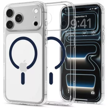 Spigen Ultra Hybrid MagSafe-skal för iPhone 17 Pro Max / 18 Pro Max – transparent/djupt blå