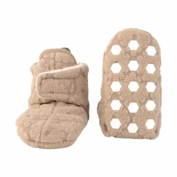 Lodger Slipper Folklore Fleece babyskor, beige, 12–18 månader