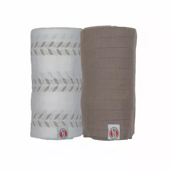 Lodger Swaddler Solid Matcha bomullsmuslinlinda, birch/buffalo, 110x110 cm, 2-pack