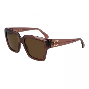 Ferragamo damsolglasögon SF2014S-511 fyrkantiga, Havana-båge, Gradient Brown-glas, 54 mm