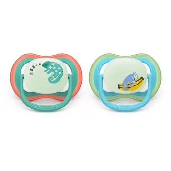 Philips Avent Ultra Air Night napp 6-18 månader, 2-pack, pojke, lyser i mörkret