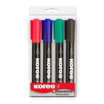 Kores K MARKER permanentmarker, kilspets, 3-5 mm, olika färger, 4-pack M20945