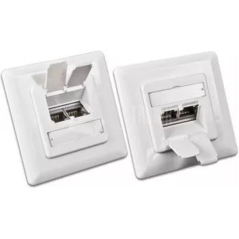 Wirewin DD-TRIO-C6 UP2 WS CAT6 skärmad infälld datauttag, 2-port, LSA, renvit RAL 9010