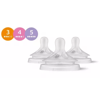 Philips Avent Natural Response silikonnappar till babyflaska set (3-pack, Flow 3, 1+ månader)