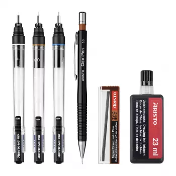 ARISTO mg1 pro College tuschpenna-set, 3 pennor 0,25 / 0,50 / 0,70 mm, 6-delat (AR64310)