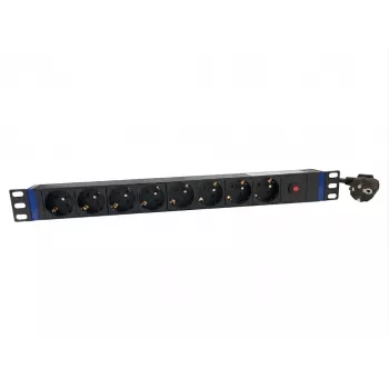 DSIT 19 inch 8-fack PDU med huvudströmbrytare och överlastskydd (DS-8PDU-MO-PE)