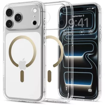 SPIGEN Ultra Hybrid MagSafe skal för iPhone 17 Pro Max / 18 Pro Max – transparent/guld