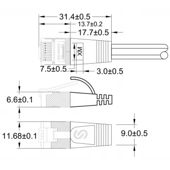 Wirewin Triotronik Cat6 U/FTP Slim patchkabel, RJ45 kontakt till RJ45 kontakt, 0,15 m, violett PKW-STP-SLIM-KAT6 0.15 VT