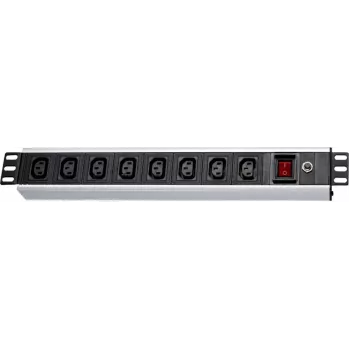 Wirewin NVL9 UPS-version 19 inch 1U rackmonterad PDU, 9x IEC C13-utgångar, IEC C14-ingång, 10A, svart