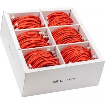 Wirewin SLIM-LS-K6A 0.5 RD 90 Cat6A Slim-patchkabel, U/FTP, 10 Gbps, 0,5 m, röd, 90-pack