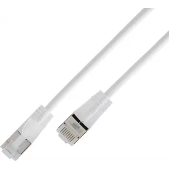 Wirewin SLIM KAT6A 10 Gigabit Light patchkabel, U/FTP, transparenta kontakter, vit, 1,5 m SLIM-L-UF-K6A-TL 1.5 WT