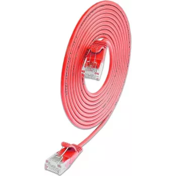 Wirewin Cat6A 10 Gigabit U/UTP Slim patchkabel, 0,15 m, röd SLIM-L-UU-K6A 0.15 RD