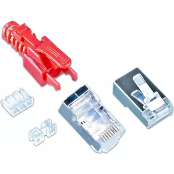 Wirewin MOD SL KAT6A STP 10 RT RJ-45-kontakt, Cat.6A, STP, verktygsfri, röd, 10-pack