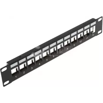 Wirewin 12-port keystone-modul blindpanel, 10 inch, svart, skärmat keystone-system (TKS PANEL 12 BLACK)