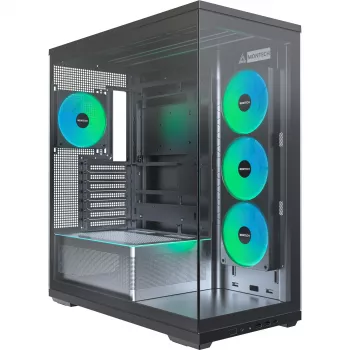 MONTECH TG3 datorchassi, Tempered Glass x2, svart