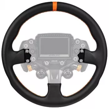 Simagic ZS-330RR rattkrans i läder, 330mm, röda sömmar, utan nav