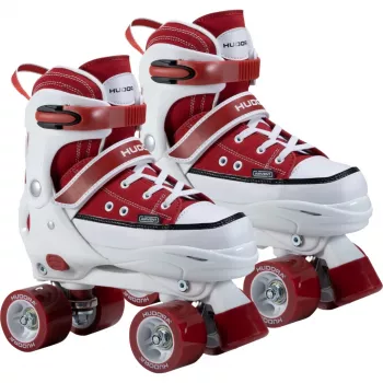 HUDORA rullskridskor storlek 32-35 röda/vita sneakerlook quad skates