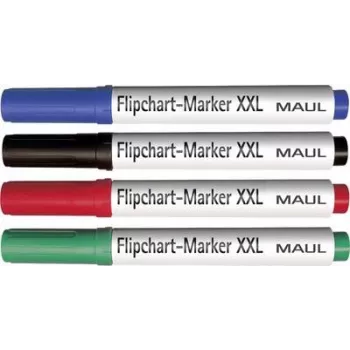 MAUL flipchart-pennset, kilspets 3,0-6,5 mm, 4 olika färger